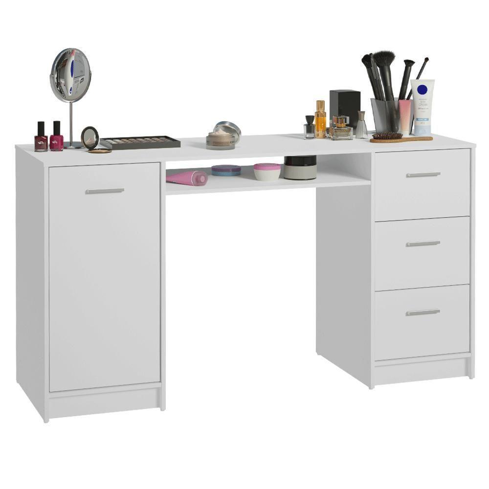 Escrivaninha Penteadeira 136cm 1 Porta 3 Gavetas Madesa Branco - 2