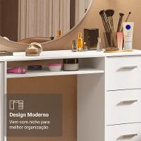 Escrivaninha Penteadeira 136cm 1 Porta 3 Gavetas Madesa Branco - 6
