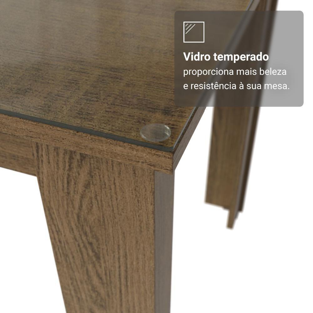 Conjunto Sala De Jantar Mesa Tampo De Vidro 6 Cadeiras Odara Madesa Rustic/silver - 8