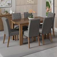 Conjunto Sala De Jantar Mesa Tampo De Vidro 6 Cadeiras Odara Madesa Rustic/silver - 1