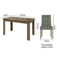 Conjunto Sala De Jantar Mesa Tampo De Vidro 6 Cadeiras Odara Madesa Rustic/silver - 3