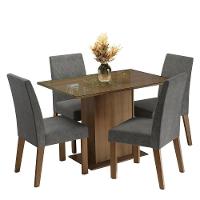 Conjunto Sala De Jantar Mesa Tampo De Vidro 4 Cadeiras Zion Madesa Rustic/silver - 3