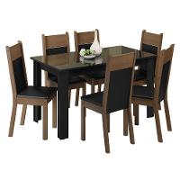 Conjunto Sala De Jantar Mesa Tampo De Vidro 6 Cadeiras Zoe Madesa Preto/rustic - 8