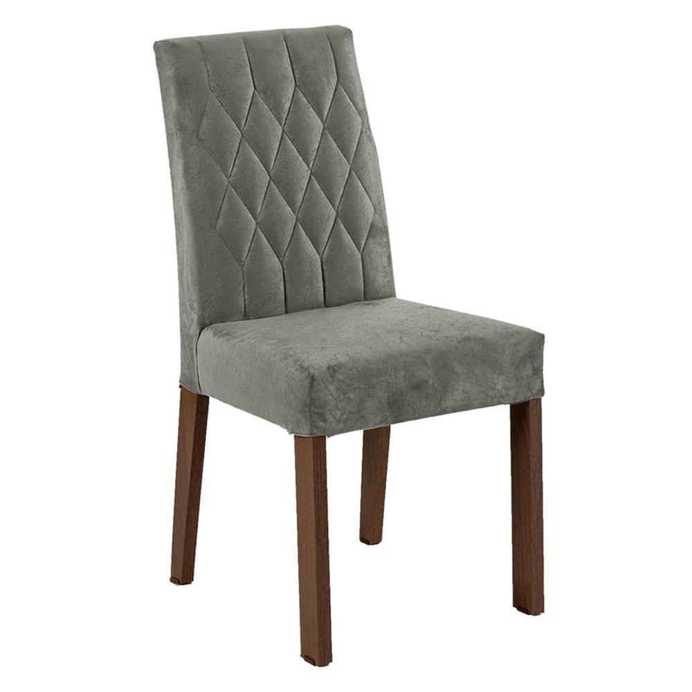 Conjunto Sala De Jantar Mesa Tampo De Vidro 4 Cadeiras Reale Madesa Rustic/silver - 5