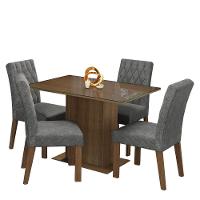 Conjunto Sala De Jantar Mesa Tampo De Vidro 4 Cadeiras Reale Madesa Rustic/silver - 2