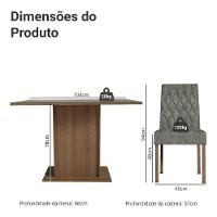 Conjunto Sala De Jantar Mesa Tampo De Vidro 4 Cadeiras Reale Madesa Rustic/silver - 3