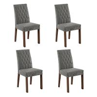 Conjunto Sala De Jantar Mesa Tampo De Vidro 4 Cadeiras Reale Madesa Rustic/silver - 7