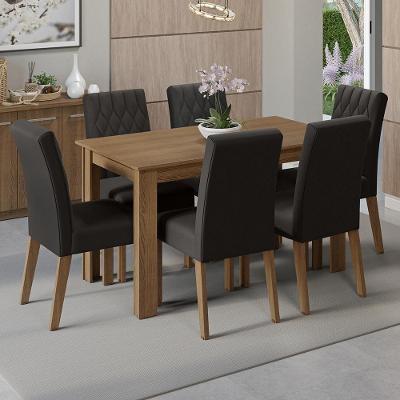 Conjunto de Jantar Allegro 6 Lugares Tampo em MDP com Cadeiras Estofadas Rustic Oxford