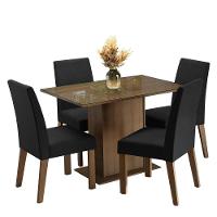 Conjunto Sala De Jantar Mesa Tampo De Vidro 4 Cadeiras Zion Madesa Rustic/oxford - 2