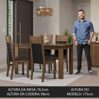 Conjunto Sala De Jantar Mesa Tampo De Vidro 4 Cadeiras Eloá Madesa Rustic/preto