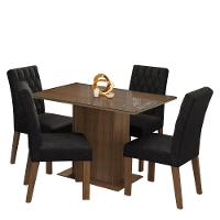 Conjunto Sala De Jantar Mesa Tampo De Vidro 4 Cadeiras Reale Madesa Rustic/oxford - 6