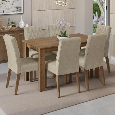 Conjunto de Jantar Allegro 6 Lugares Tampo em MDP com Cadeiras Estofadas Rustic Imperial