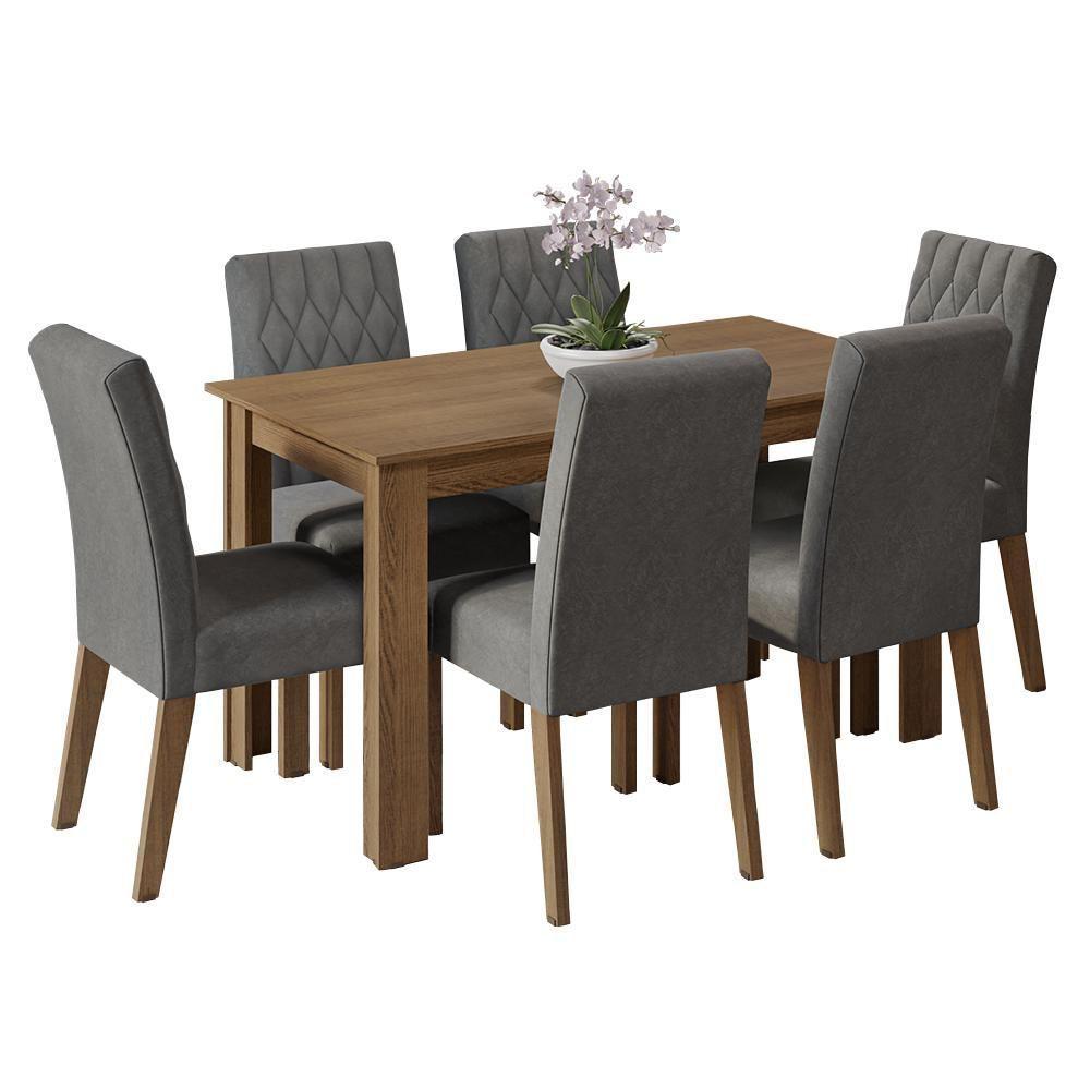 Conjunto Sala De Jantar Mesa Tampo De Madeira 6 Cadeiras Allegro Madesa Rustic/silver - 2