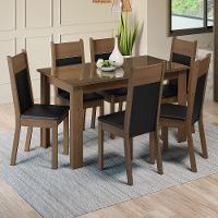 Conjunto Sala De Jantar Mesa Tampo De Vidro 6 Cadeiras Zoe Madesa Rustic/preto - 1