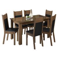 Conjunto Sala De Jantar Mesa Tampo De Vidro 6 Cadeiras Zoe Madesa Rustic/preto - 2