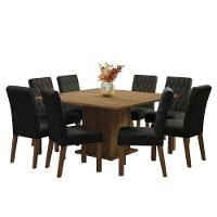 Conjunto Sala De Jantar Mesa Tampo De Madeira 8 Cadeiras Leila Madesa Rustic/oxford - 2