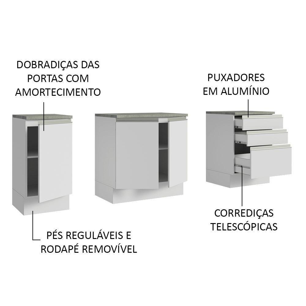 Armário Gabinete Para Banheiro 180cm 3 Portas 3 Gavetas Madesa Branco - 4