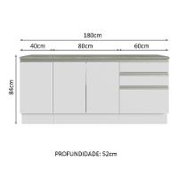 Armário Gabinete Para Banheiro 180cm 3 Portas 3 Gavetas Madesa Branco - 3