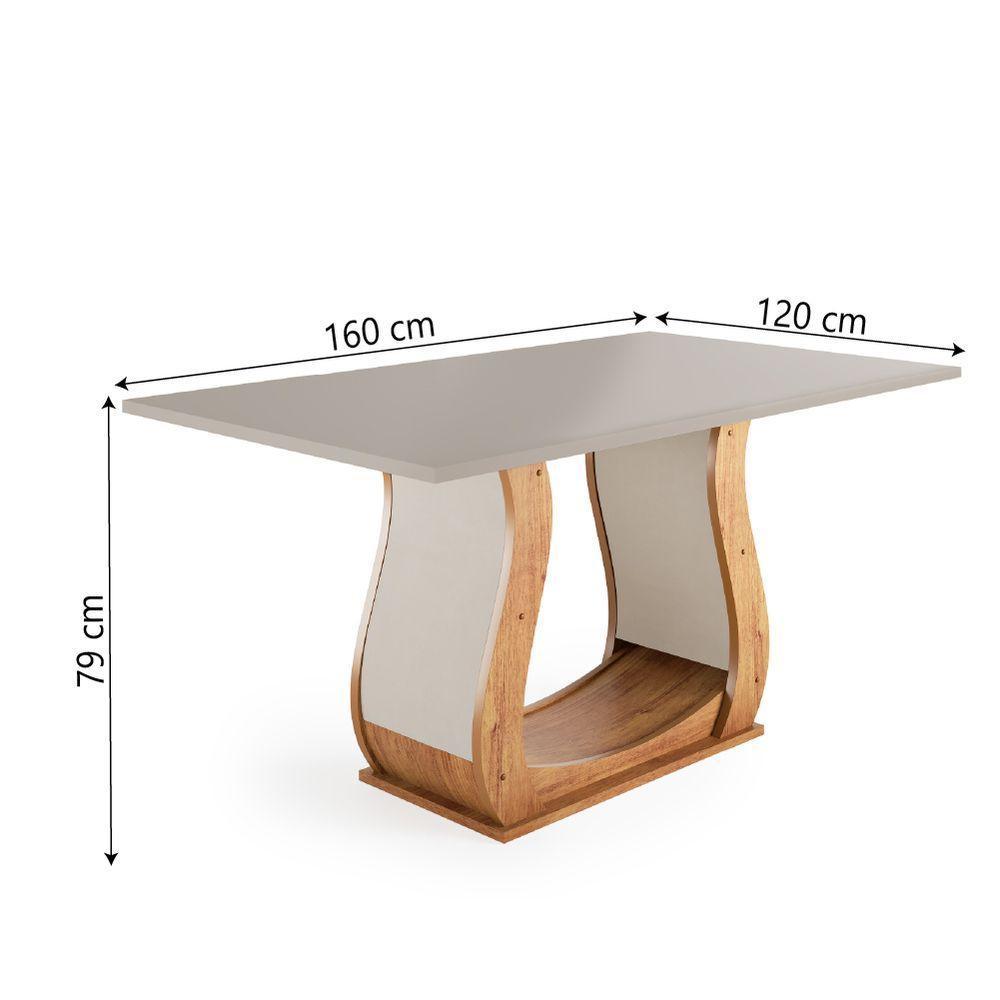 Conjunto De Sala De Jantar Mesa Veneto 1,60m 6 Cadeiras Bele Veludo Viero Madeirado - 2