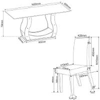Conjunto De Sala De Jantar Mesa Veneto 1,60m 6 Cadeiras Bele Veludo Viero Madeirado - 7