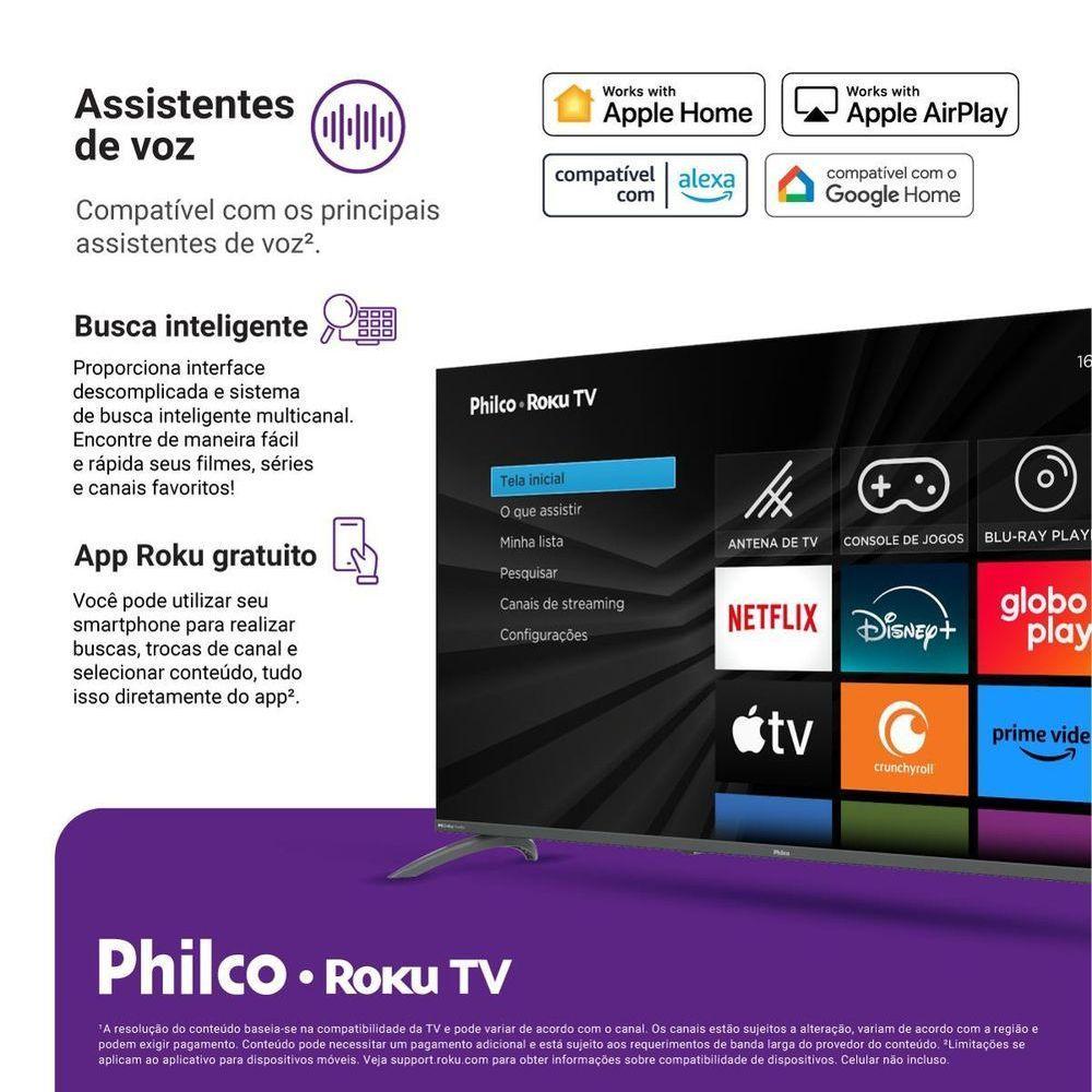 Smart TV 49" Philco LED 4K Roku TV Borda Infinita P49ERA Bivolt - 4