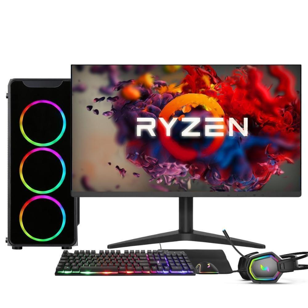 Pc Gamer 3green Completo AMD Ryzen 5 5600g Gráficos Radeon Vega 7 16GB DDR4 SSD 512GB Monitor 21.5 75hz Force 3F-010 - 1