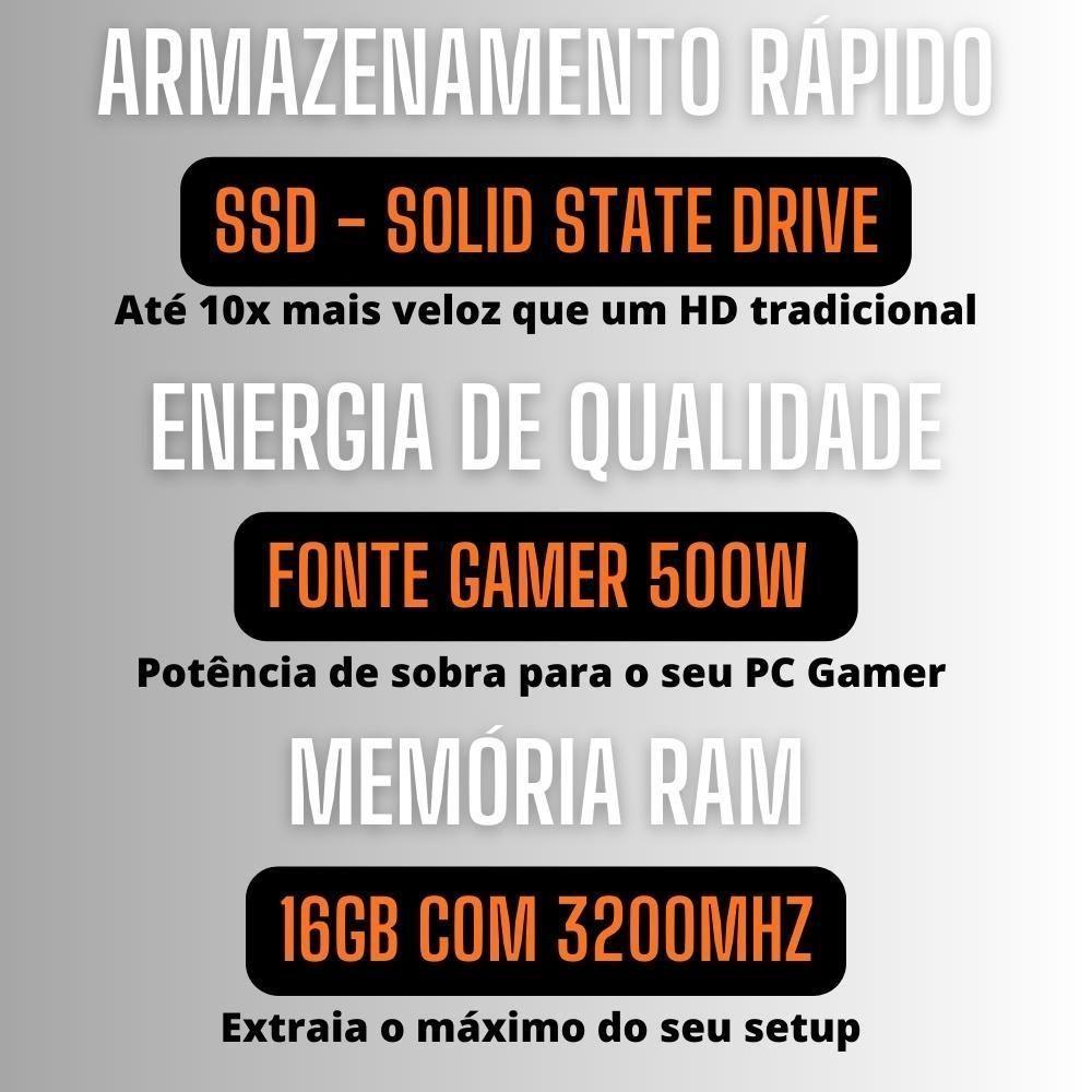 Pc Gamer 3green Completo AMD Ryzen 5 5600g Gráficos Radeon Vega 7 16GB DDR4 SSD 256GB Monitor 21.5 75hz Force 3F-009 - 5