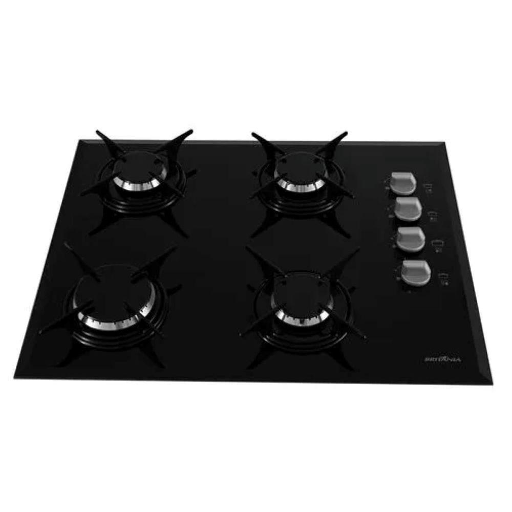 Cooktop A Gás Britânia 4 Queimadores Vidro 8mm BCT4P Bivolt - 1