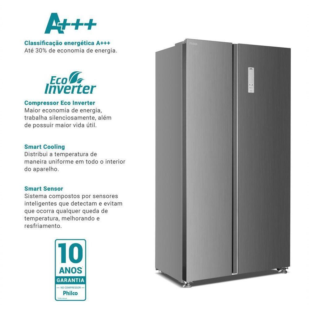 Geladeira 437L Philco Inverter Side By Side Inox PRF535I 110V - 5