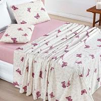 Jogo De Lençol Júlia Queen 4 Peças Micropercal 200 Fios Macio - Borboleta Rosa - 2