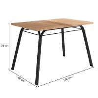 Conjunto De Mesa Sala De Jantar Com 6 Cadeiras Tubular Tampo Bp Madeirado Retangular 1,36m Preto/flor - 3