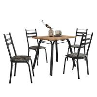 Conjunto De Mesa Sala De Jantar Com 4 Cadeiras Tubular Tampo Bp Madeirado Retangular Preto/flor - 1