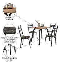 Conjunto De Mesa Sala De Jantar Com 4 Cadeiras Tubular Tampo Bp Madeirado Retangular Preto/flor - 5