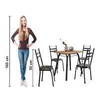 Conjunto De Mesa Sala De Jantar Com 4 Cadeiras Tubular Tampo Bp Madeirado Retangular Preto/flor - 6