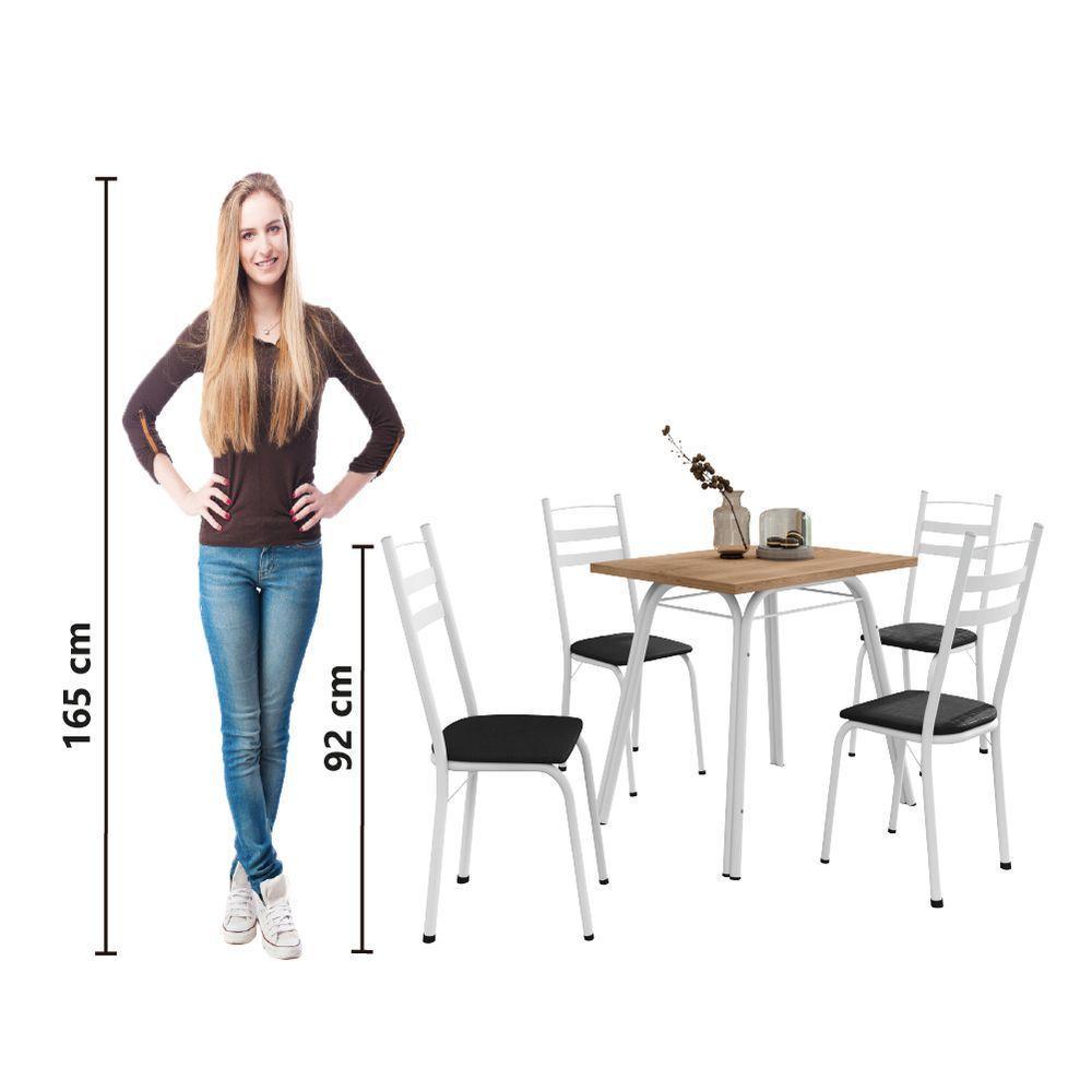 Conjunto De Mesa Sala De Jantar Com 4 Cadeiras Tubular Tampo Bp Madeirado Retangular Branco / Preto - 6