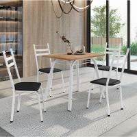 Conjunto De Mesa Sala De Jantar Com 4 Cadeiras Tubular Tampo Bp Madeirado Retangular Branco / Preto - 2