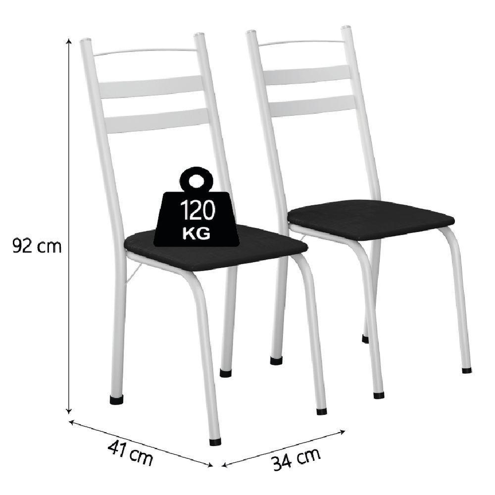 Conjunto De Mesa Sala De Jantar Com 6 Cadeiras Tubular Tampo Bp Madeirado Retangular 1,36m Branco / Preto - 4