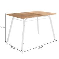 Conjunto De Mesa Sala De Jantar Com 6 Cadeiras Tubular Tampo Bp Madeirado Retangular 1,36m Branco / Preto - 3