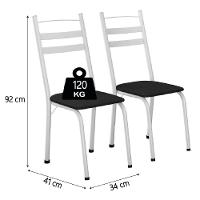 Conjunto De Mesa Sala De Jantar Com 6 Cadeiras Tubular Tampo Bp Madeirado Retangular 1,36m Branco / Preto