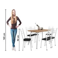 Conjunto De Mesa Sala De Jantar Com 6 Cadeiras Tubular Tampo Bp Madeirado Retangular 1,36m Branco / Preto - 6