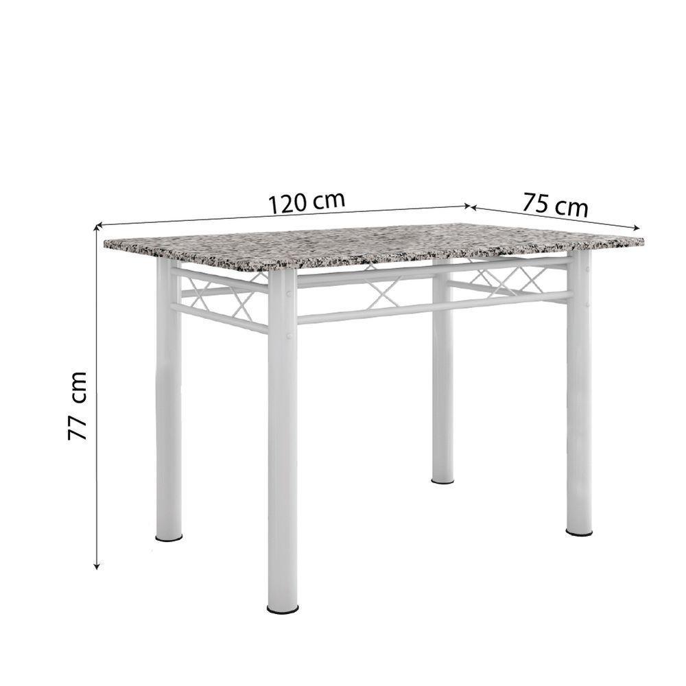 Conjunto De Mesa Sala De Jantar Com 4 Cadeiras Leia Tubular Granito 1,20m Artefamol Branco / Floral - 3
