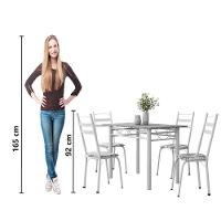 Conjunto De Mesa Sala De Jantar Com 4 Cadeiras Leia Tubular Granito 1,20m Artefamol Branco / Floral - 6