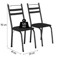 Conjunto De Mesa Sala De Jantar Com 6 Cadeiras Tubular Tampo Bp Madeirado Retangular 1,36m Preto