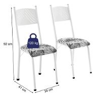 Conjunto De Mesa Sala De Jantar Sara Com 6 Cadeiras Tubular Granito 1,40m Artefamol Branco / Floral