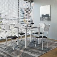 Conjunto De Mesa Sala De Jantar Sara Com 4 Cadeiras Tubular Granito 1,20m Artefamol Branco / Preto - 2