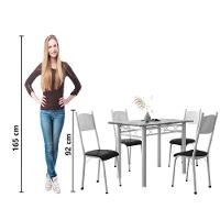Conjunto De Mesa Sala De Jantar Sara Com 4 Cadeiras Tubular Granito 1,20m Artefamol Branco / Preto - 6