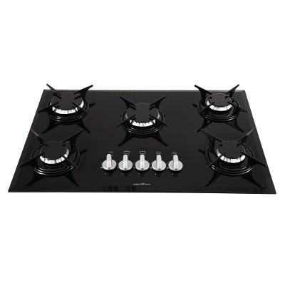 Cooktop a Gás de Embutir Britânia BCT5P 5 Queimadores Vidro Temperado Preto Bivolt