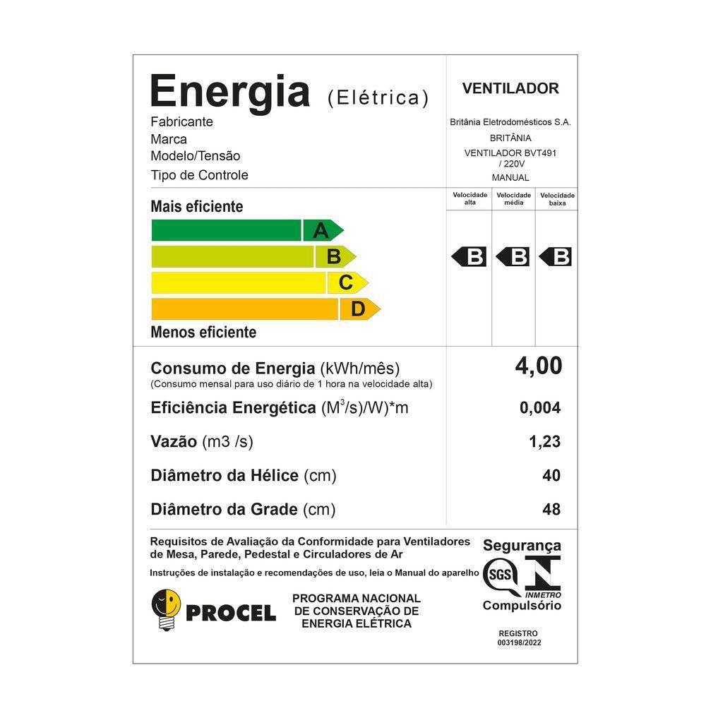 Ventilador Britânia 2 em 1 Tecnologia Maxx Force 174W BVT491 220V - 7