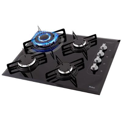 Cooktop a Gás Philco PCT04TC 4 Bocas Vidro Temperado Tripla Chama Preto Bivolt