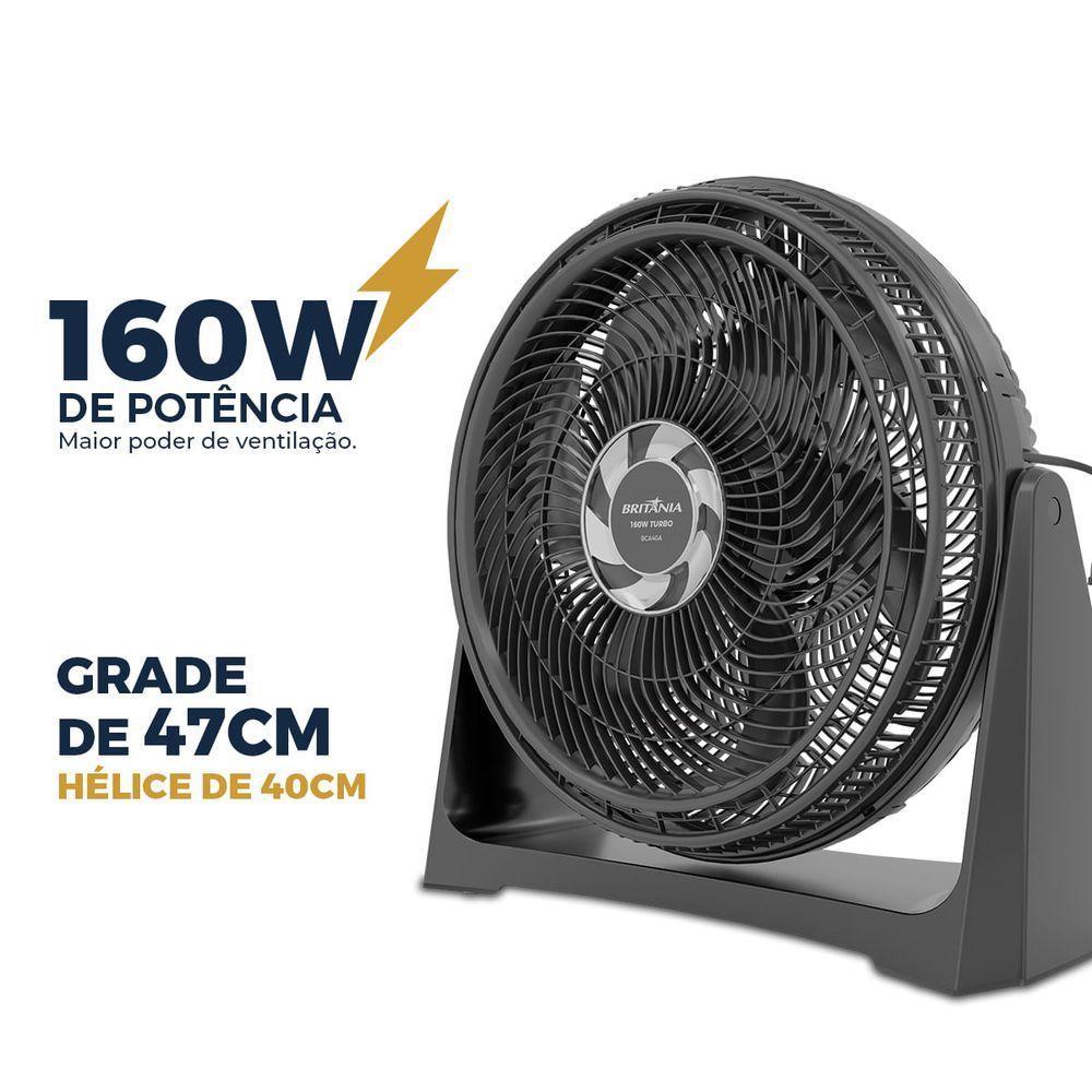 Ventilador Circulador Britânia 160W 3 Velocidades BCA40A 220V - 5